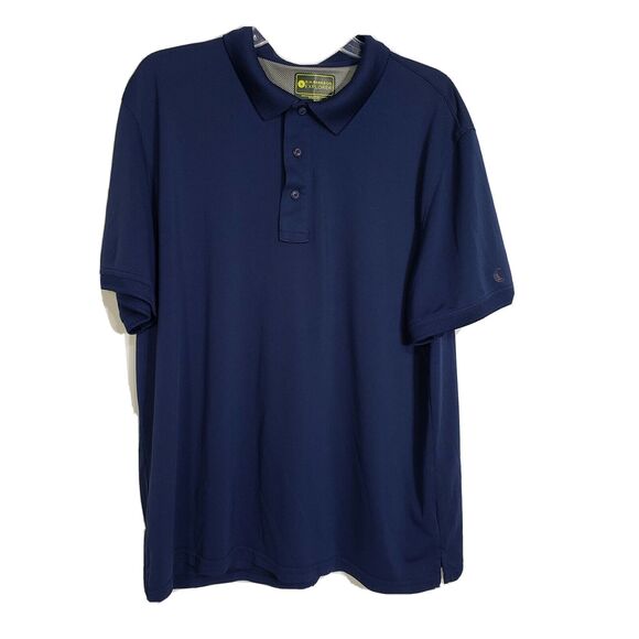 G.H. Bass & Co. Mens Sz XL Polo Shirt Pique Performance Rugby Blue Short Sleeve - Picture 1 of 8